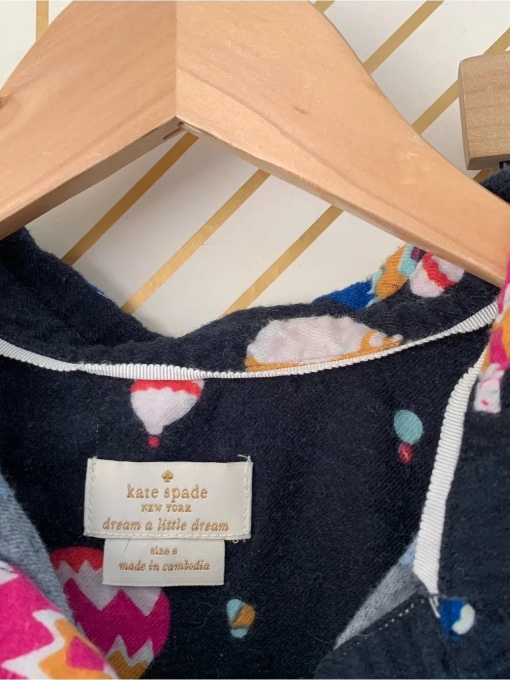 Kate Spade cotton blend Hot Air Balloon Sleep Set pajamas PJs pajama set bold S